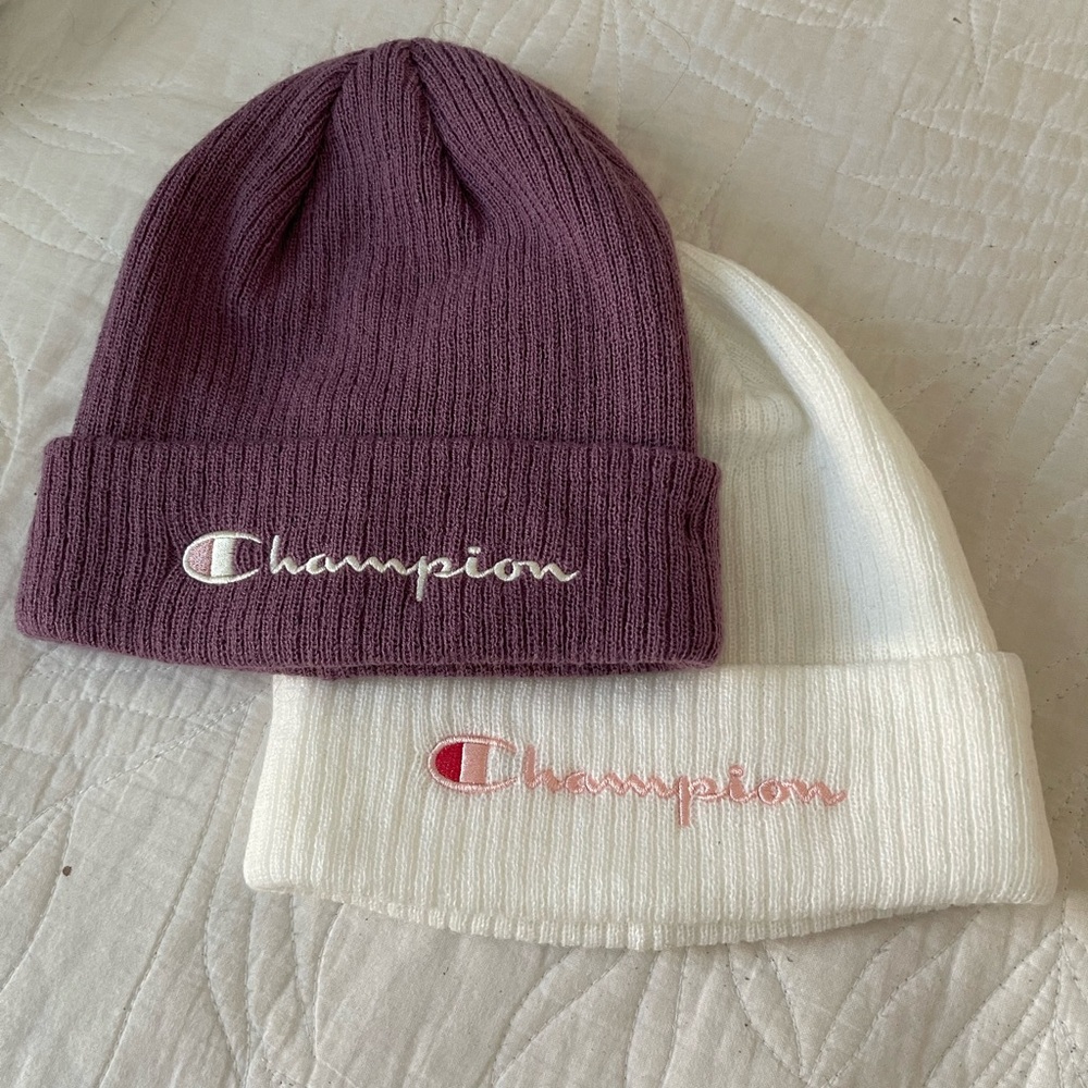 Champion Beanie Set - Purple and White